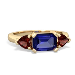 Lab Sapphire Three Stone 14K Yellow Gold ring R5235