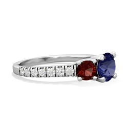 Lab Sapphire Pave Trellis 14K White Gold ring R5500