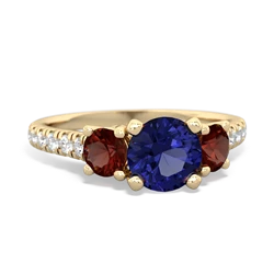 Lab Sapphire Pave Trellis 14K Yellow Gold ring R5500