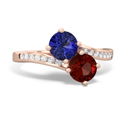 Lab Sapphire Channel Set Two Stone 14K Rose Gold ring R5303
