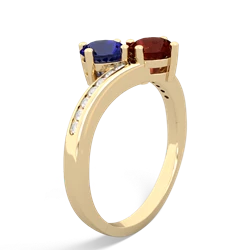 Lab Sapphire Channel Set Two Stone 14K Yellow Gold ring R5303