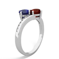 Lab Sapphire Channel Set Two Stone 14K White Gold ring R5303