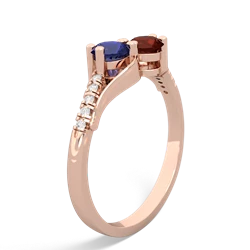 Lab Sapphire Infinity Pave Two Stone 14K Rose Gold ring R5285