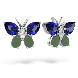 Lab Sapphire Butterfly 14K White Gold earrings E2215