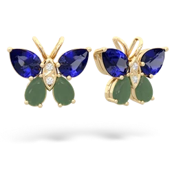 Lab Sapphire Butterfly 14K Yellow Gold earrings E2215