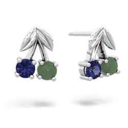 Lab Sapphire Sweet Cherries 14K White Gold earrings E7001