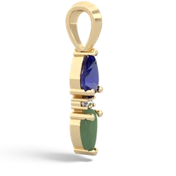 Lab Sapphire Bowtie Drop 14K Yellow Gold pendant P0865