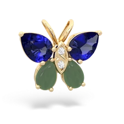 Lab Sapphire Butterfly 14K Yellow Gold pendant P2215