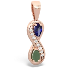 Lab Sapphire Diamond Infinity 14K Rose Gold pendant P5390