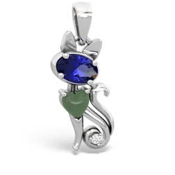 Lab Sapphire Kitten 14K White Gold pendant P5780