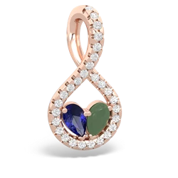 Lab Sapphire Pave Twist 'One Heart' 14K Rose Gold pendant P5360