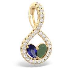 Lab Sapphire Pave Twist 'One Heart' 14K Yellow Gold pendant P5360