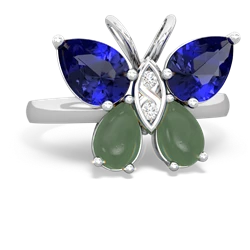 Lab Sapphire Butterfly 14K White Gold ring R2215