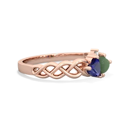 Lab Sapphire Heart To Heart Braid 14K Rose Gold ring R5870