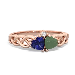 Lab Sapphire Heart To Heart Braid 14K Rose Gold ring R5870