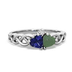 Lab Sapphire Heart To Heart Braid 14K White Gold ring R5870