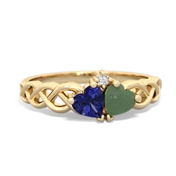 Lab Sapphire Heart To Heart Braid 14K Yellow Gold ring R5870