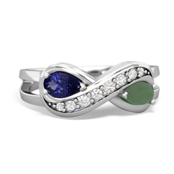 Lab Sapphire Diamond Infinity 14K White Gold ring R5390