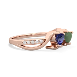 Lab Sapphire Side By Side 14K Rose Gold ring R3090