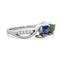 Lab Sapphire Side By Side 14K White Gold ring R3090