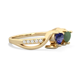 Lab Sapphire Side By Side 14K Yellow Gold ring R3090