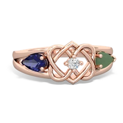 Lab Sapphire Hearts Intertwined 14K Rose Gold ring R5880