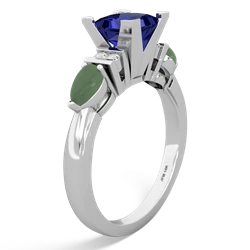 Lab Sapphire 6Mm Princess Eternal Embrace Engagement 14K White Gold ring C2002