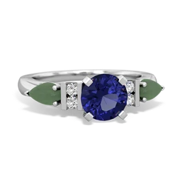 Lab Sapphire 6Mm Round Eternal Embrace Engagement 14K White Gold ring R2005