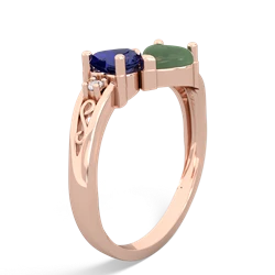 Lab Sapphire Snuggling Hearts 14K Rose Gold ring R2178