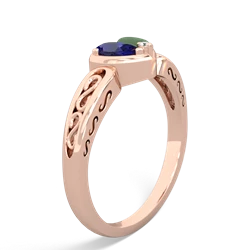 Lab Sapphire Filligree 'One Heart' 14K Rose Gold ring R5070