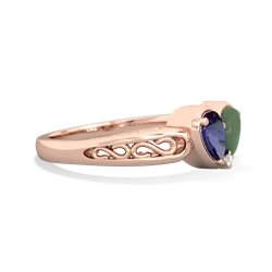 Lab Sapphire Filligree 'One Heart' 14K Rose Gold ring R5070