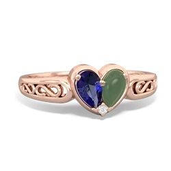 Lab Sapphire Filligree 'One Heart' 14K Rose Gold ring R5070