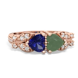 Lab Sapphire Diamond Butterflies 14K Rose Gold ring R5601