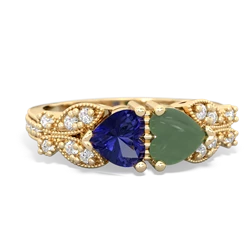 Lab Sapphire Diamond Butterflies 14K Yellow Gold ring R5601