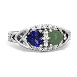 Lab Sapphire Sparkling Celtic Knot 14K White Gold ring R2645