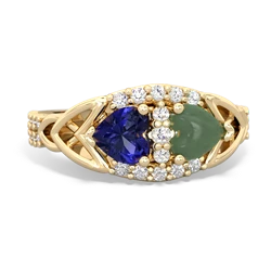 Lab Sapphire Sparkling Celtic Knot 14K Yellow Gold ring R2645