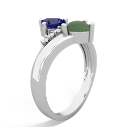 Lab Sapphire Heart To Heart 14K White Gold ring R2064