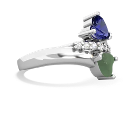 Lab Sapphire Heart To Heart 14K White Gold ring R2064