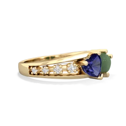 Lab Sapphire Heart To Heart 14K Yellow Gold ring R3342