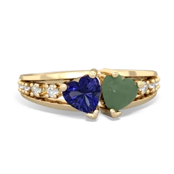 Lab Sapphire Heart To Heart 14K Yellow Gold ring R3342