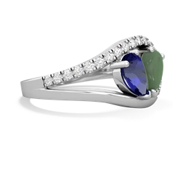 Lab Sapphire Nestled Heart Keepsake 14K White Gold ring R5650