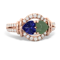 Lab Sapphire Art-Deco Keepsake 14K Rose Gold ring R5630