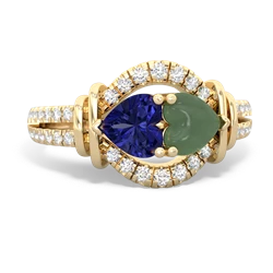 Lab Sapphire Art-Deco Keepsake 14K Yellow Gold ring R5630