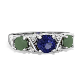 Lab Sapphire Hugs And Kisses 14K White Gold ring R5016