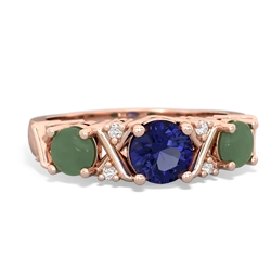 Lab Sapphire Hugs And Kisses 14K Rose Gold ring R5016