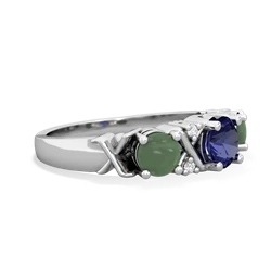 Lab Sapphire Hugs And Kisses 14K White Gold ring R5016