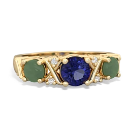 Lab Sapphire Hugs And Kisses 14K Yellow Gold ring R5016