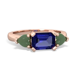 Lab Sapphire Three Stone 14K Rose Gold ring R5235