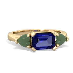 Lab Sapphire Three Stone 14K Yellow Gold ring R5235