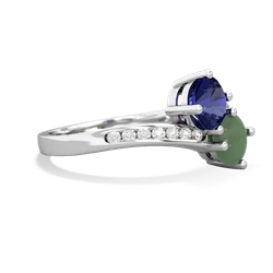 Lab Sapphire Channel Set Two Stone 14K White Gold ring R5303